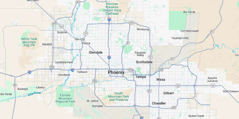 Phoenix metro service area map